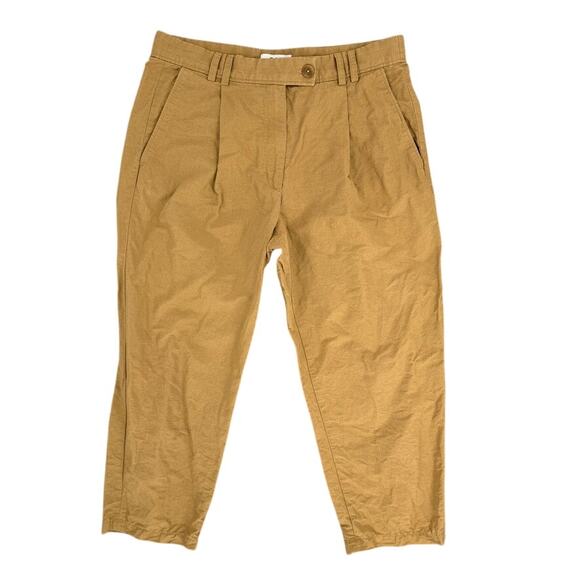 COS Pants Tan Linen Cotton Blend Women's Size 10 Trousers Pleated - Picture 1 of 4